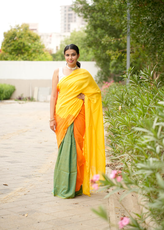 Sunrise Bloom Handwoven Cotton Saree