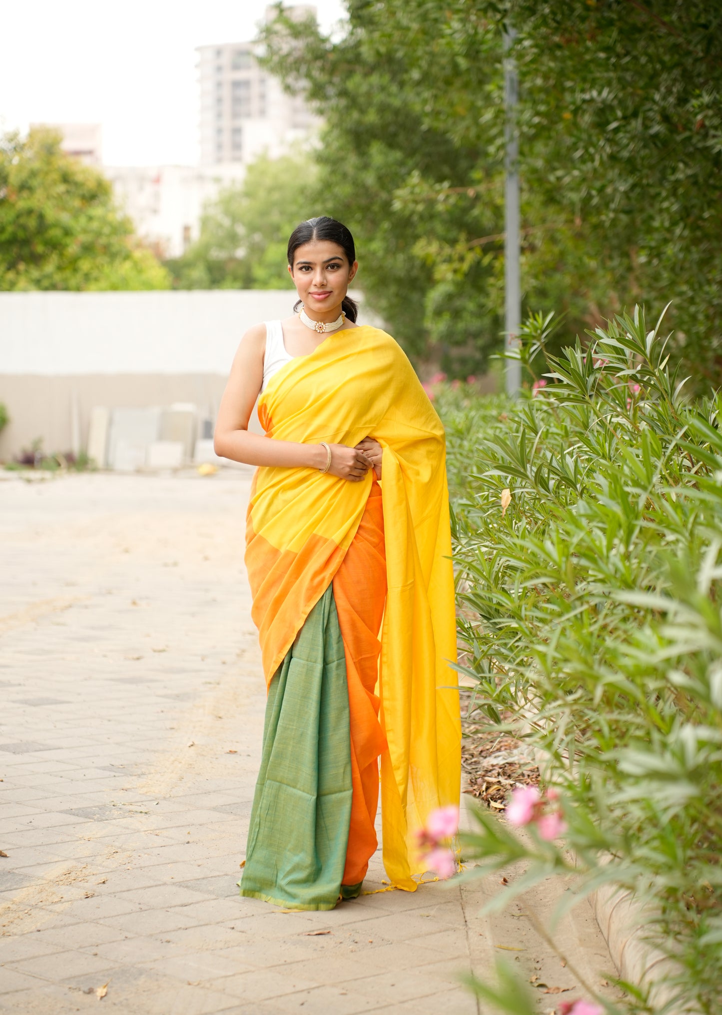 Sunrise Bloom Handwoven Cotton Saree