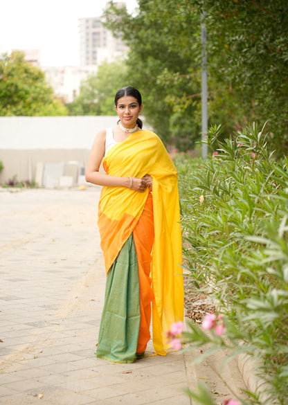 Sunrise Bloom Handwoven Cotton Saree
