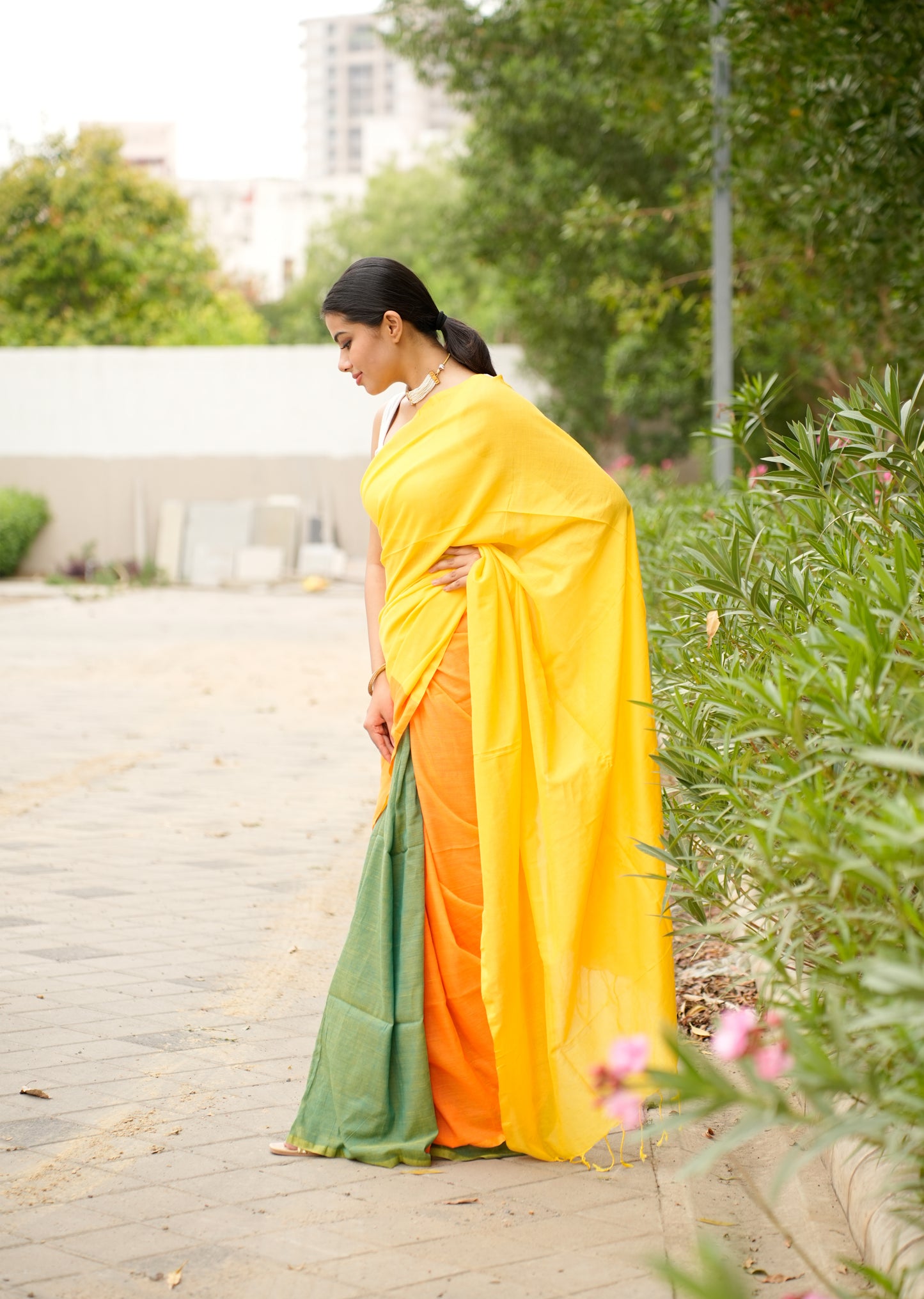 Sunrise Bloom Handwoven Cotton Saree