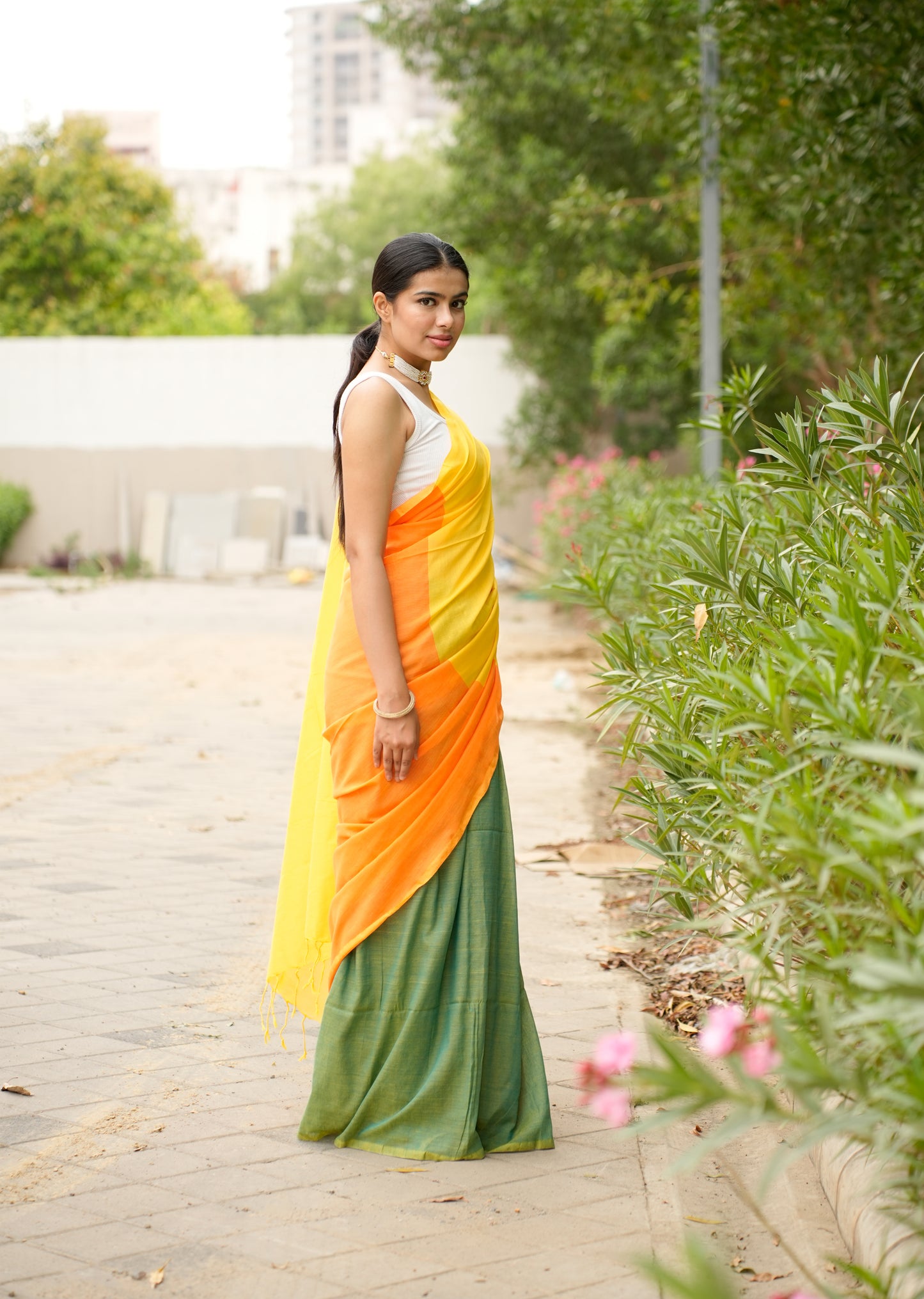 Sunrise Bloom Handwoven Cotton Saree