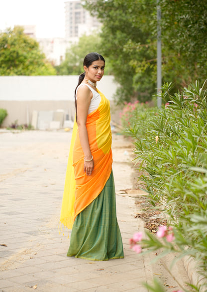 Sunrise Bloom Handwoven Cotton Saree