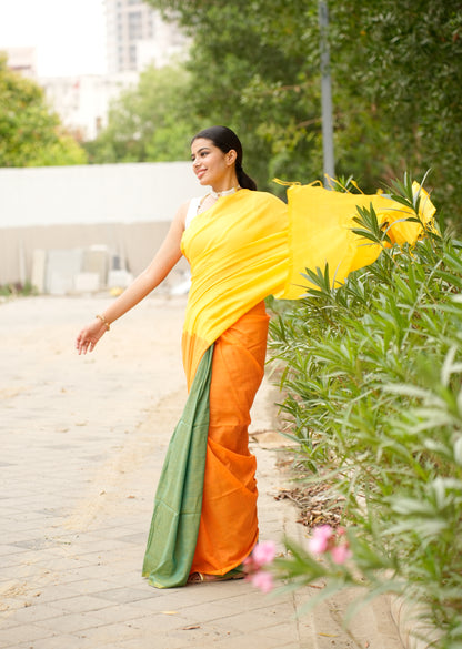 Sunrise Bloom Handwoven Cotton Saree