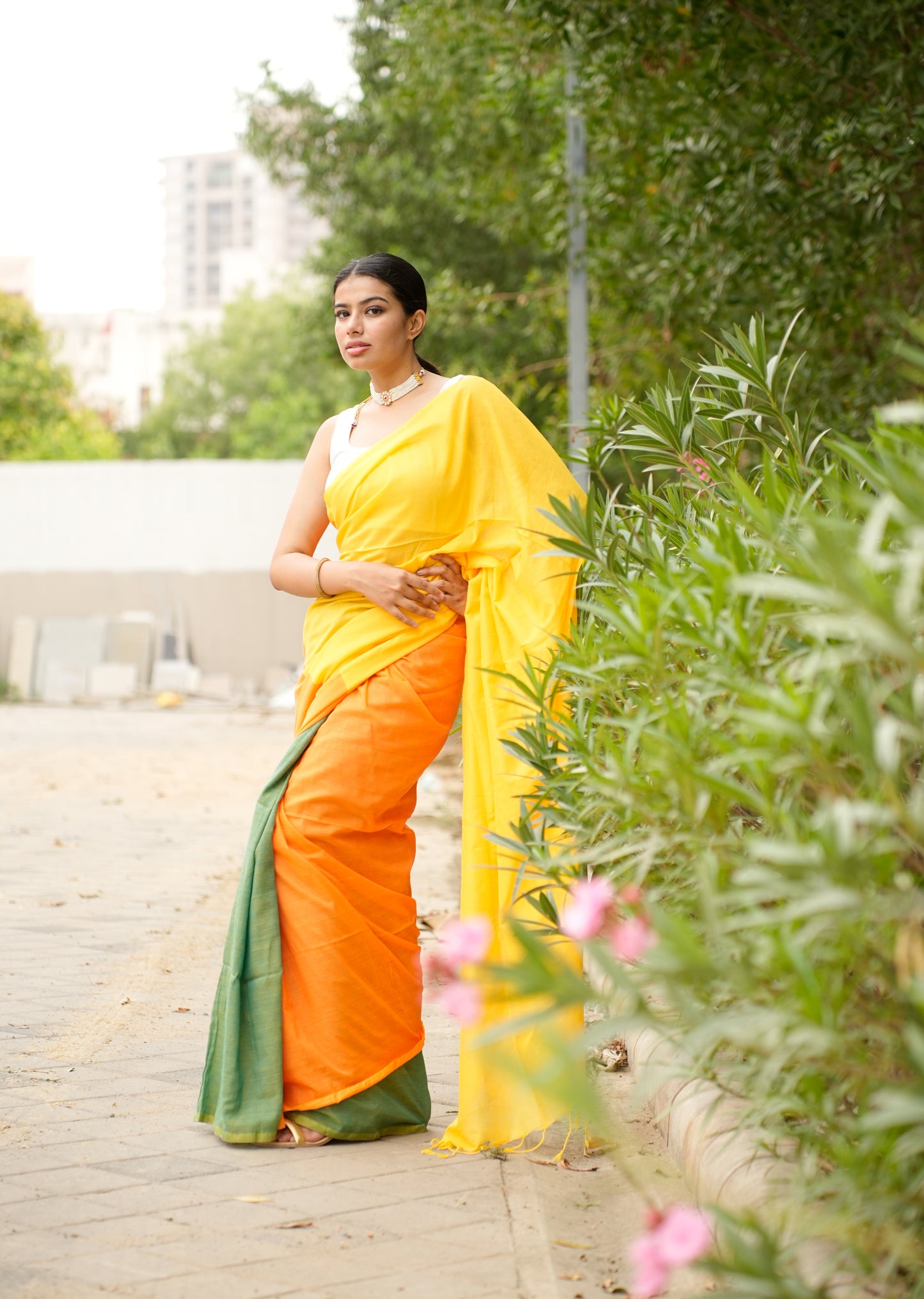 Sunrise Bloom Handwoven Cotton Saree