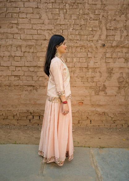 Peach Chanderi Lehenga & Choli for Festive Glam