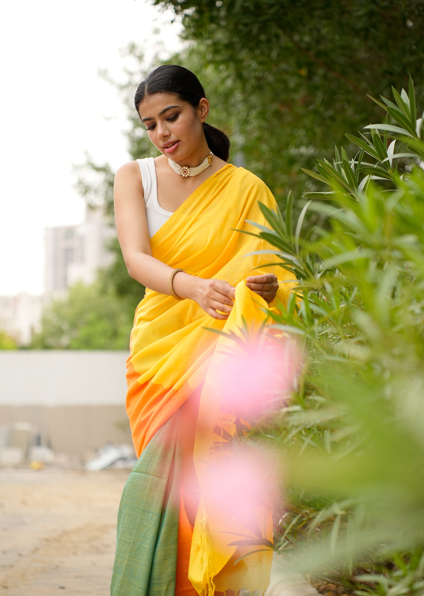 Sunrise Bloom Handwoven Cotton Saree