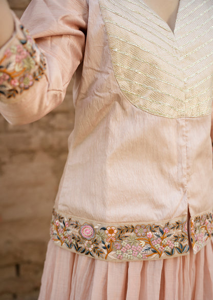 Peach Chanderi Lehenga & Choli for Festive Glam