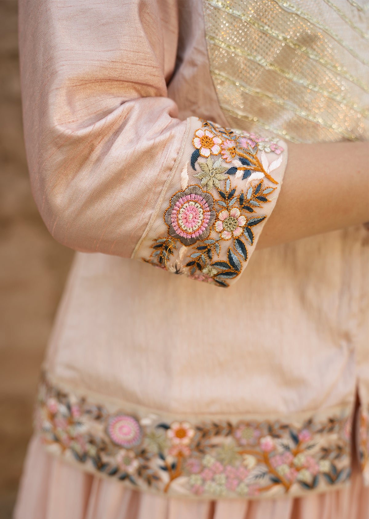 Peach Chanderi Lehenga & Choli for Festive Glam