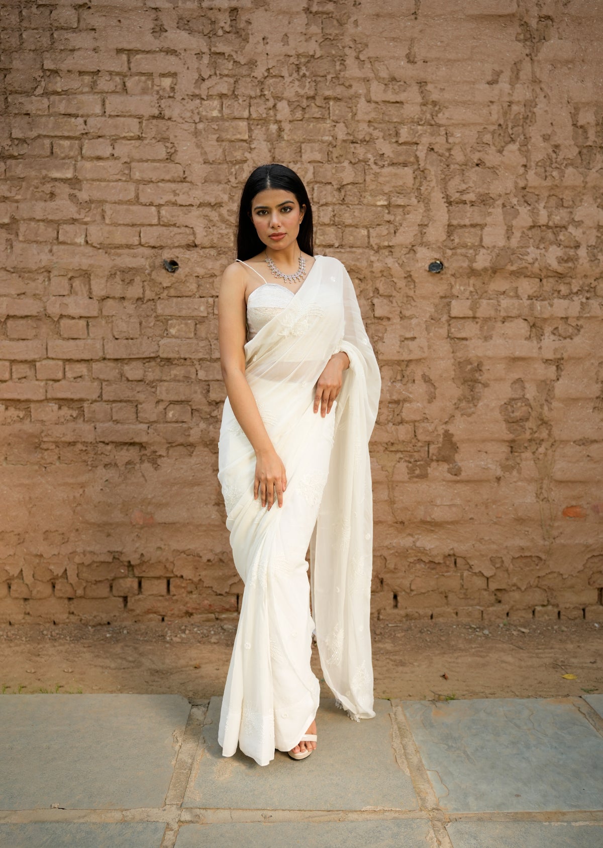 Sequin Draped White Saree – 2.0 Edition
