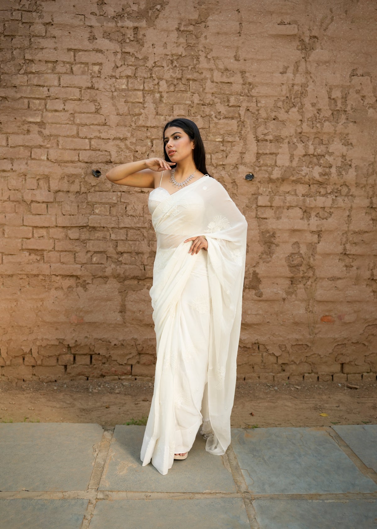 Sequin Draped White Saree – 2.0 Edition