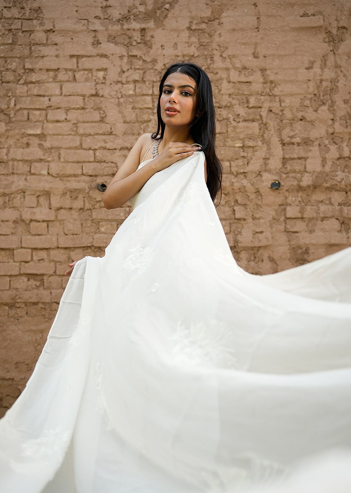Sequin Draped White Saree – 2.0 Edition