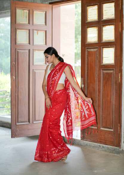 Rustic Red Charm Handwoven Saree