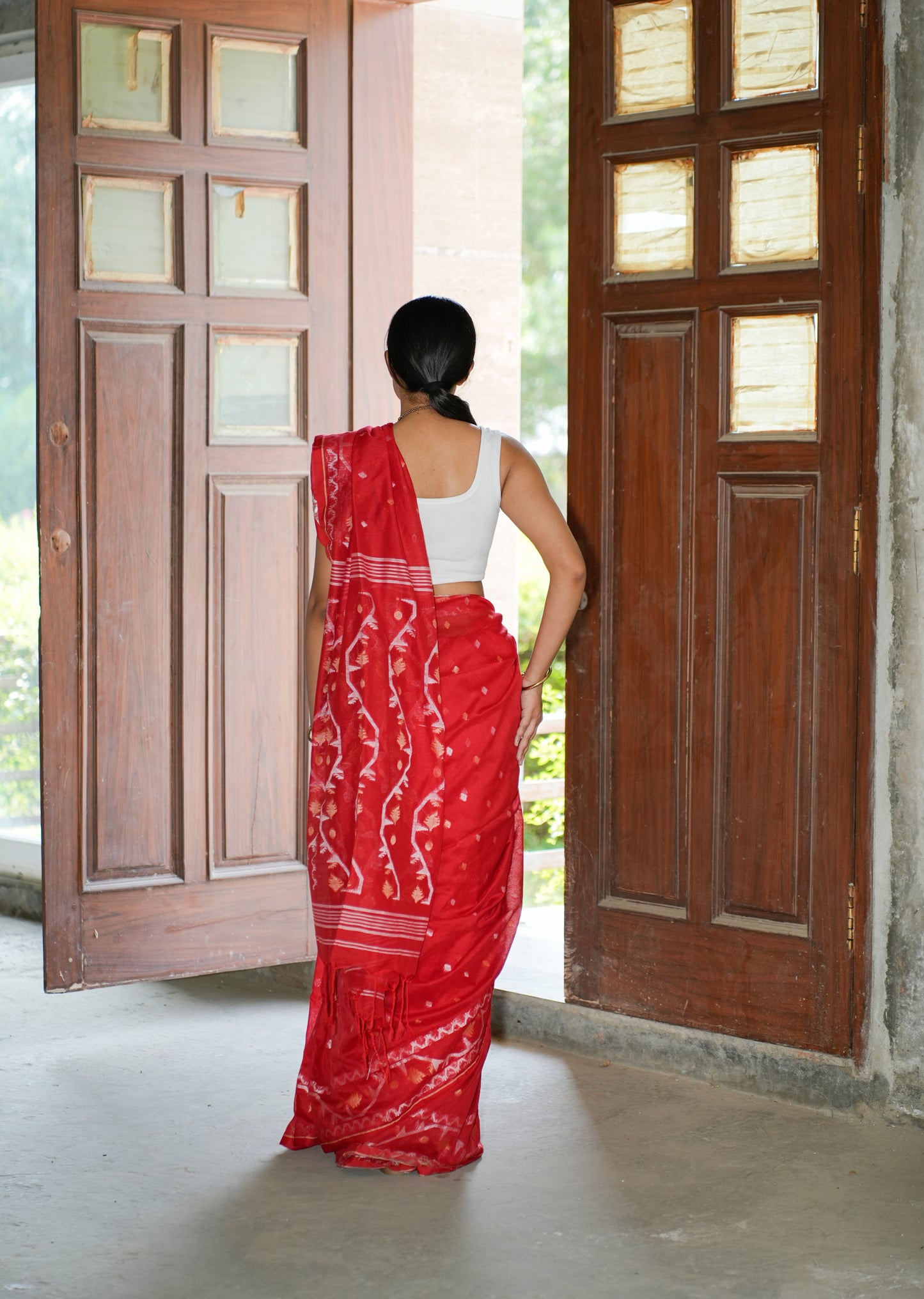 Rustic Red Charm Handwoven Saree