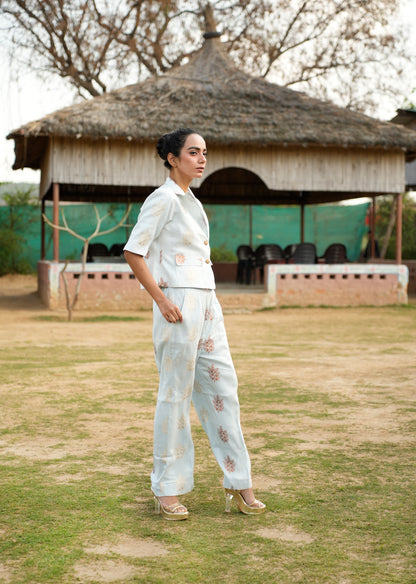 Royal Brocade Cropped Blazer & Pants