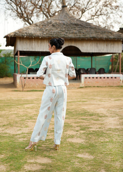 Royal Brocade Cropped Blazer & Pants