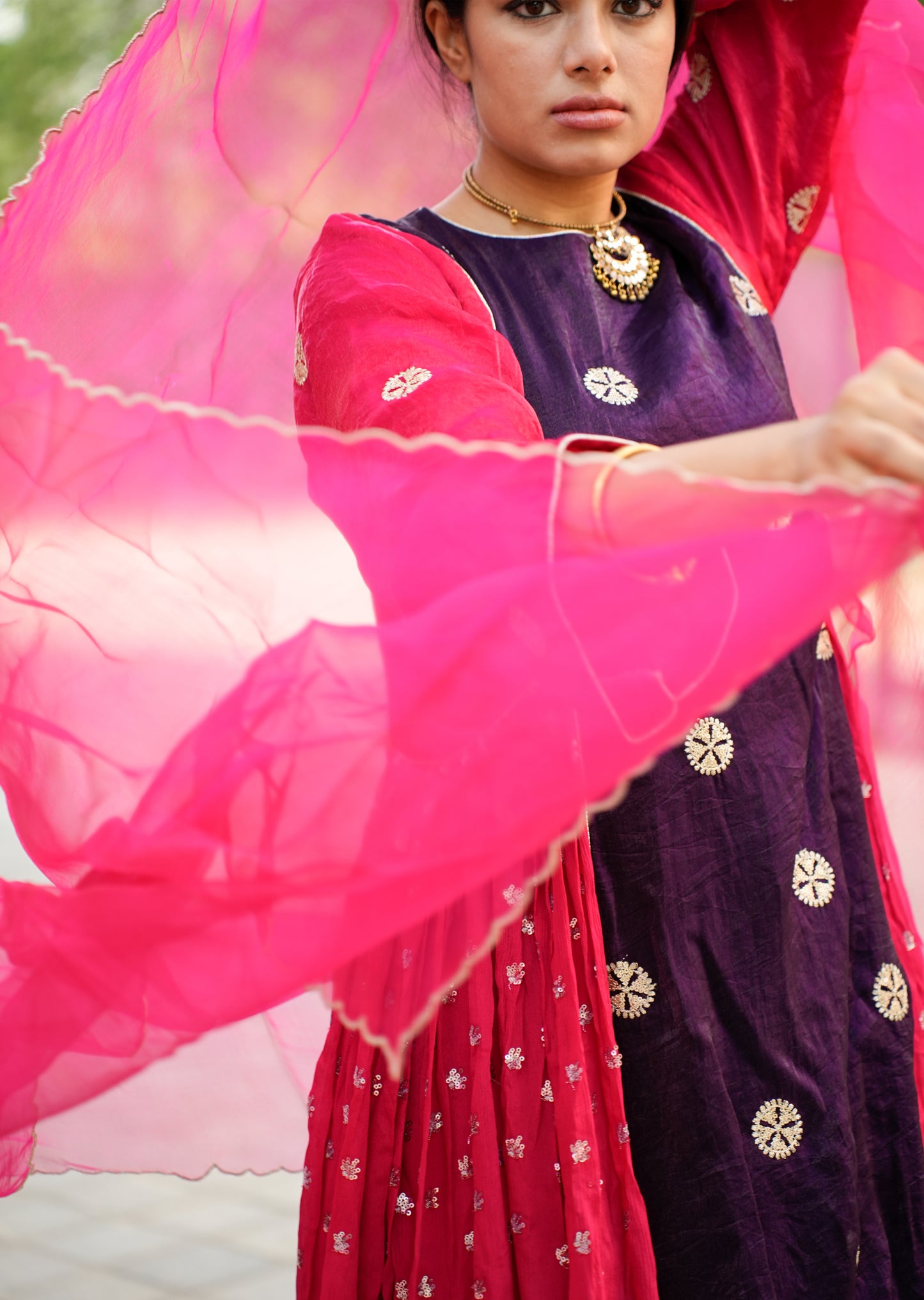 Radiant Fusion in Purple & Red