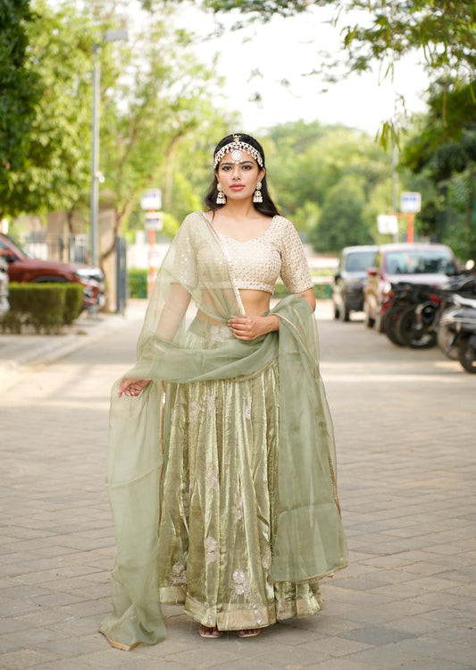 Ethereal Elegance in Sorrell Green Lehenga