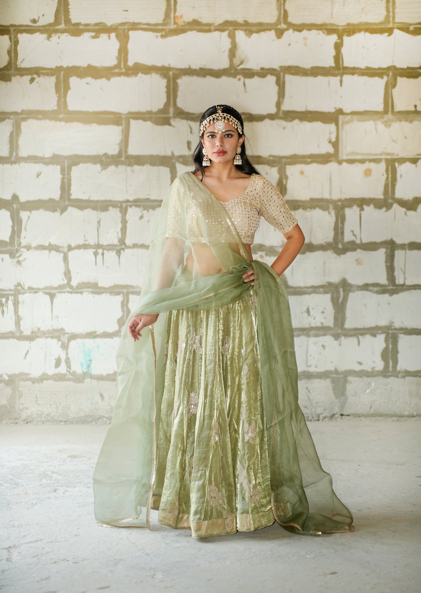 Ethereal Elegance in Sorrell Green Lehenga