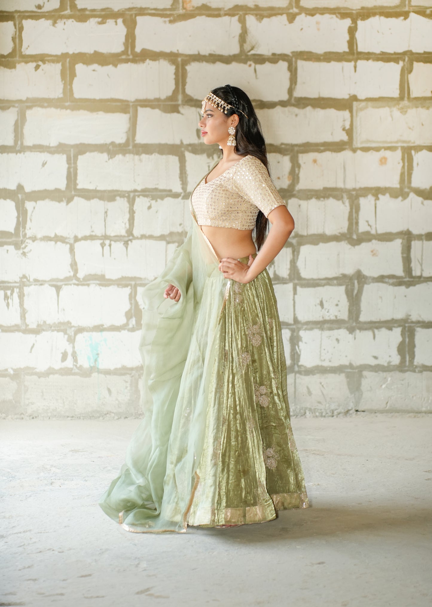 Ethereal Elegance in Sorrell Green Lehenga