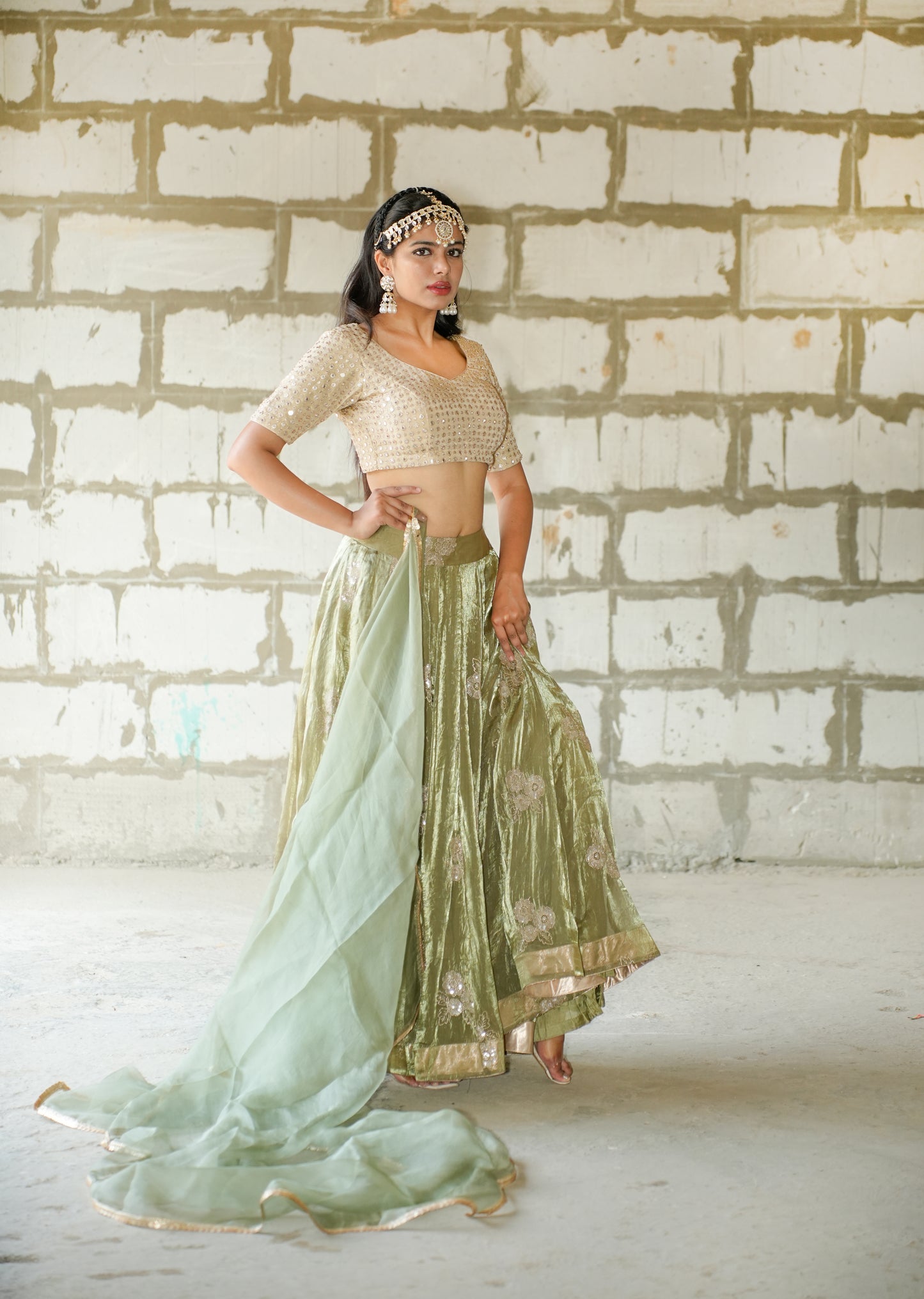 Ethereal Elegance in Sorrell Green Lehenga