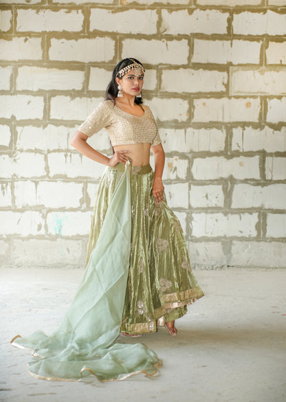 Ethereal Elegance in Sorrell Green Lehenga