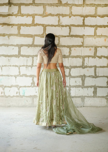 Ethereal Elegance in Sorrell Green Lehenga
