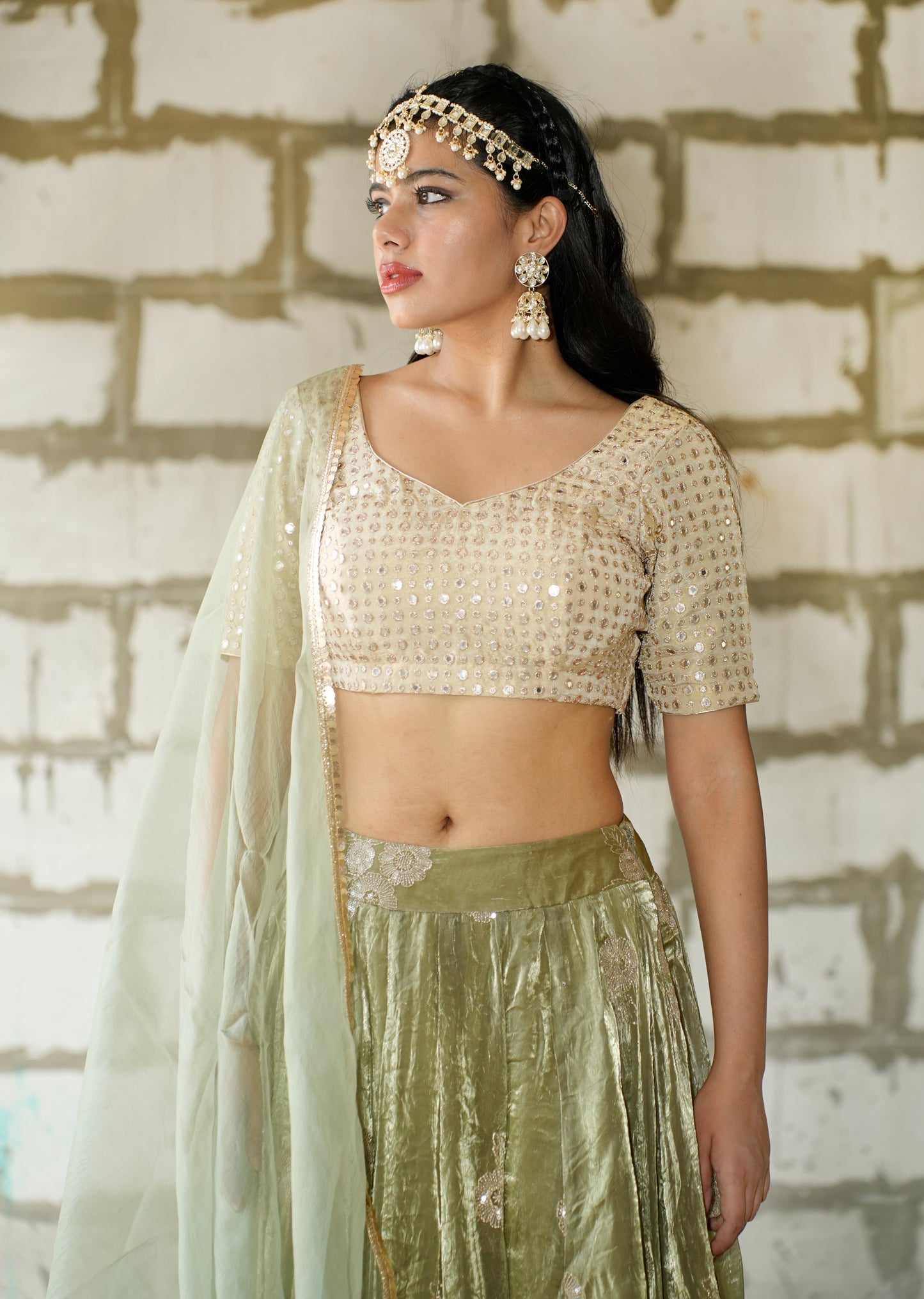 Ethereal Elegance in Sorrell Green Lehenga