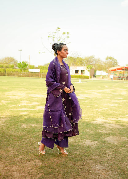 Purple Shimmer Kurta Set with Dupatta