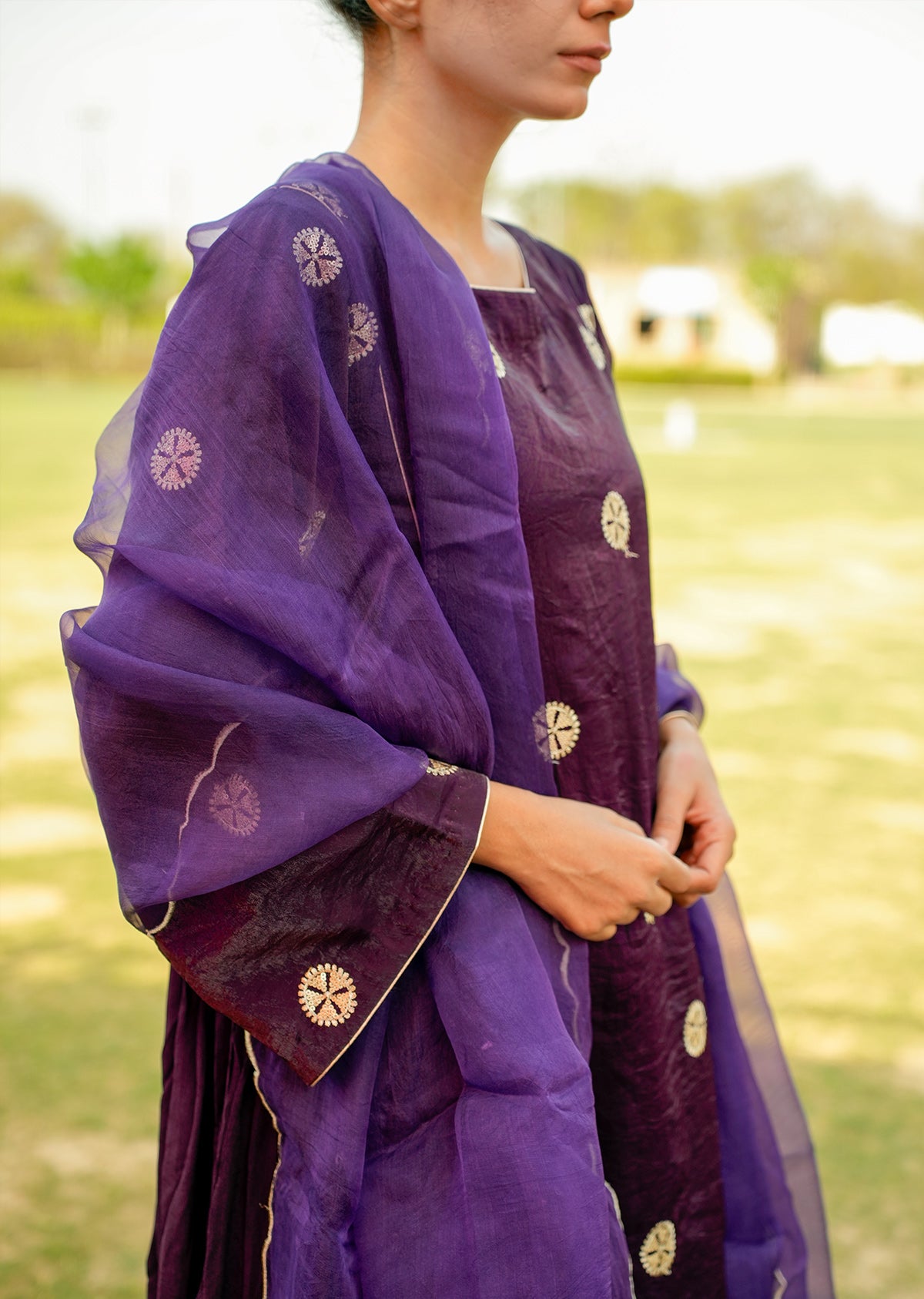 Purple Shimmer Kurta Set with Dupatta