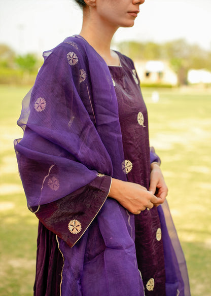 Purple Shimmer Kurta Set with Dupatta