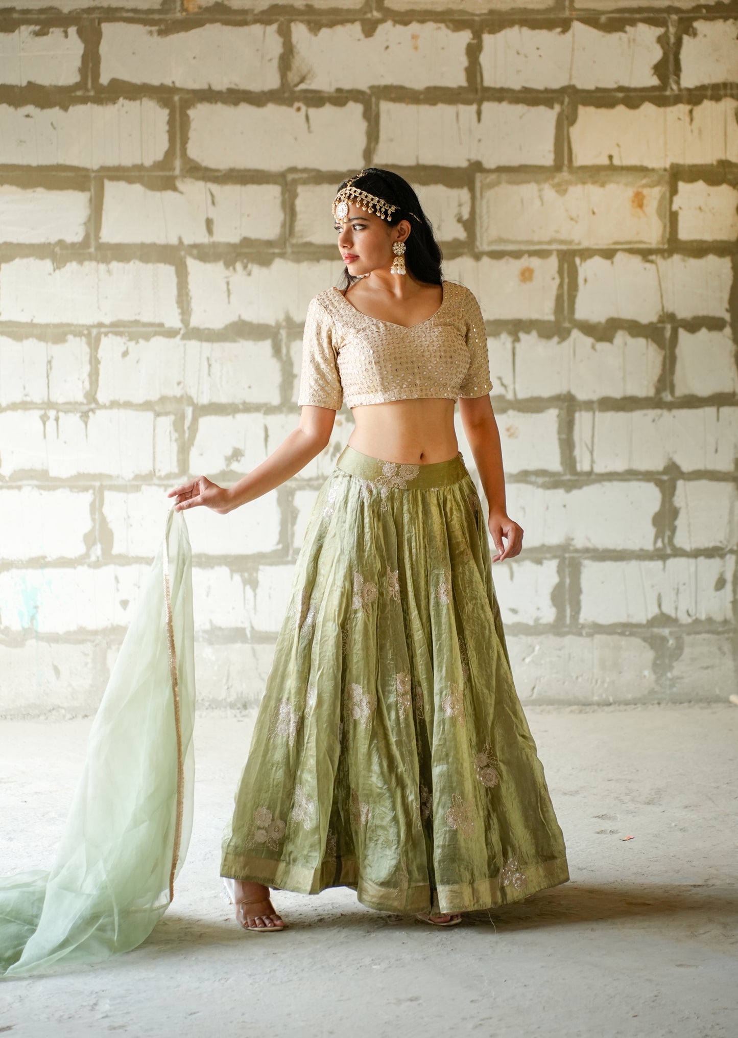 Ethereal Elegance in Sorrell Green Lehenga