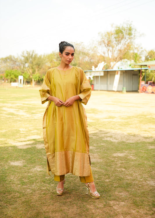 Golden Yellow Kaftan Set with Pants