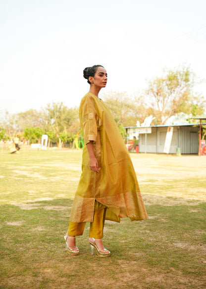Golden Yellow Kaftan Set with Pants