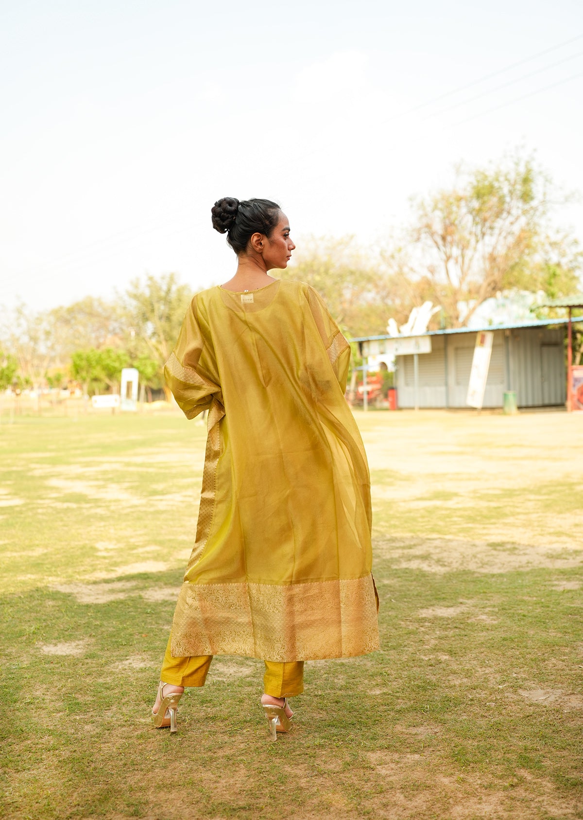 Golden Yellow Kaftan Set with Pants