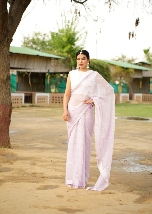 Lavender Grace Crepe Saree