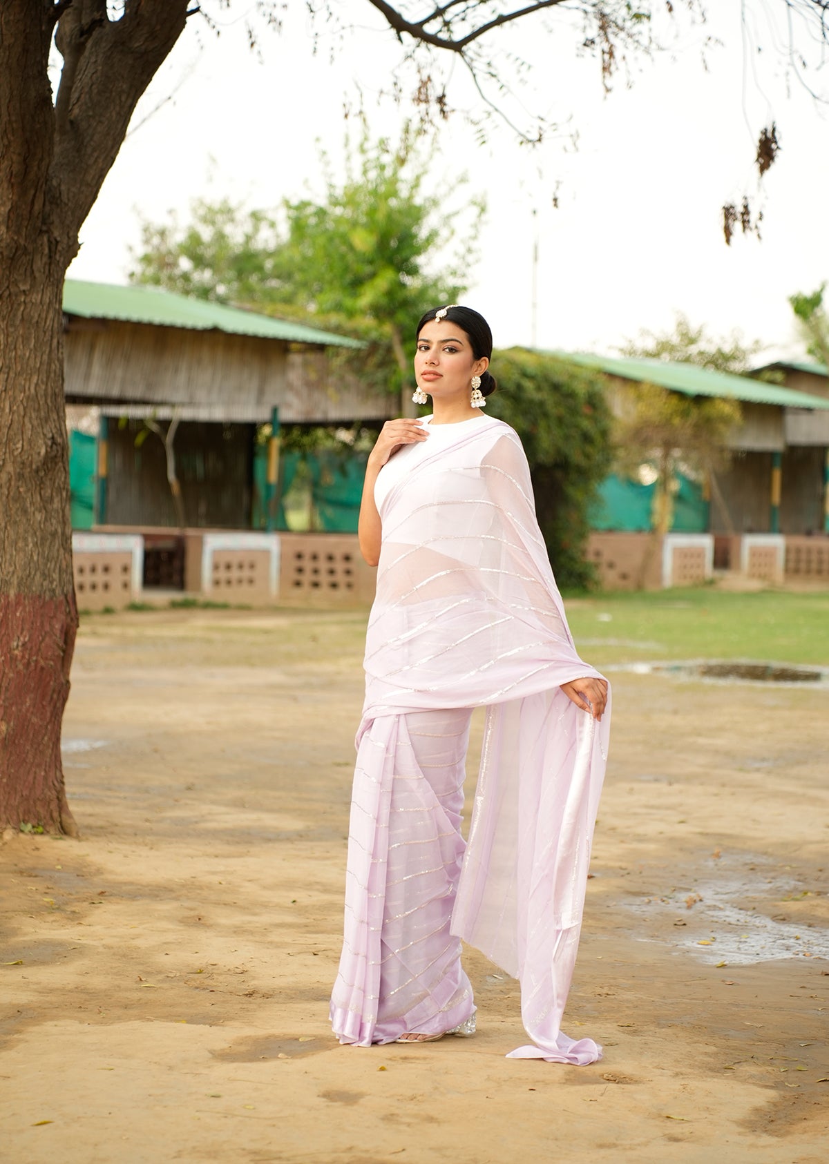 Lavender Grace Crepe Saree