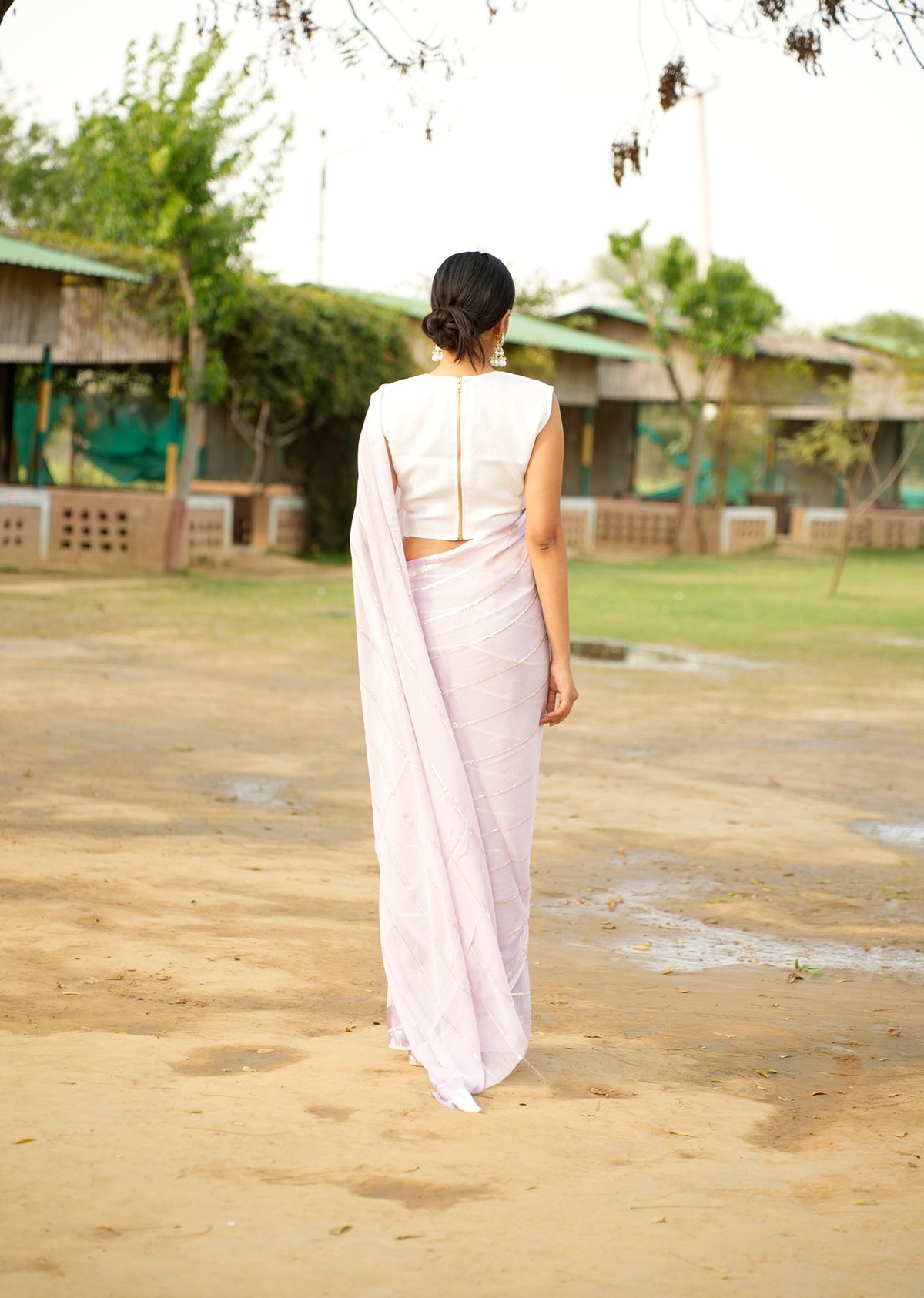 Lavender Grace Crepe Saree