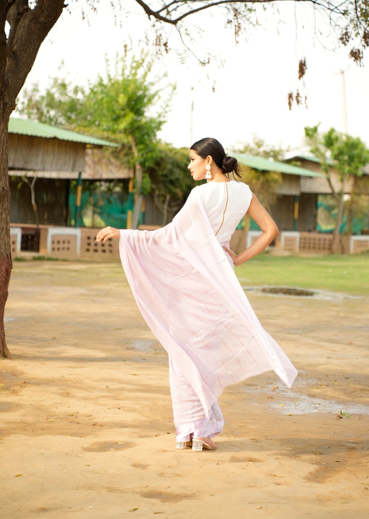 Lavender Grace Crepe Saree