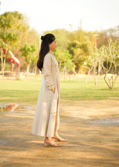 Earthy Light Brown Cotton Dress