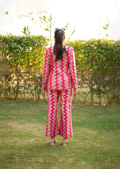Pink Zari Embroidered Blazer & Pants