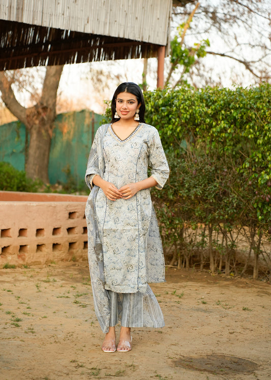 Blue Cotton Kurta Set – Everyday Chic