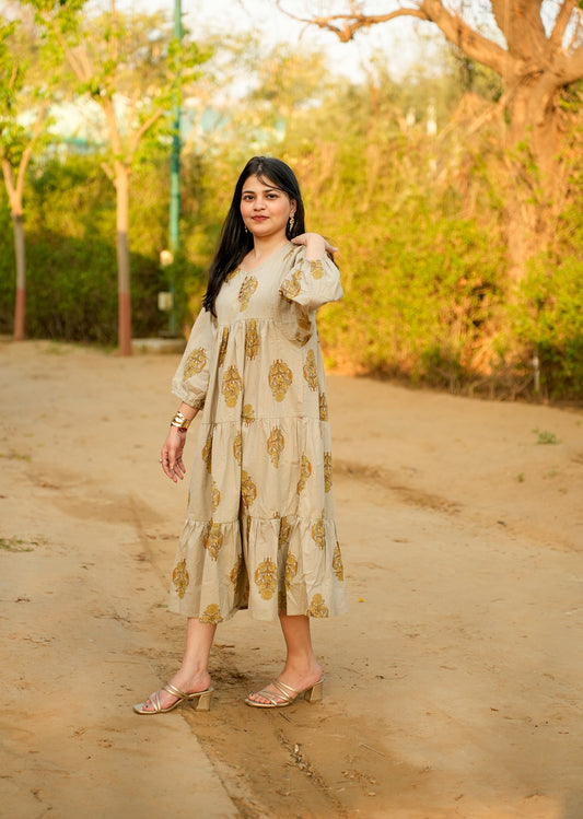 Earthy Brown Cotton Dress