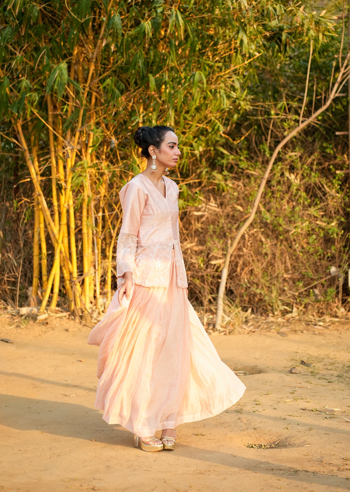 Peach Chanderi Lehenga & Choli – 2.0 Edition