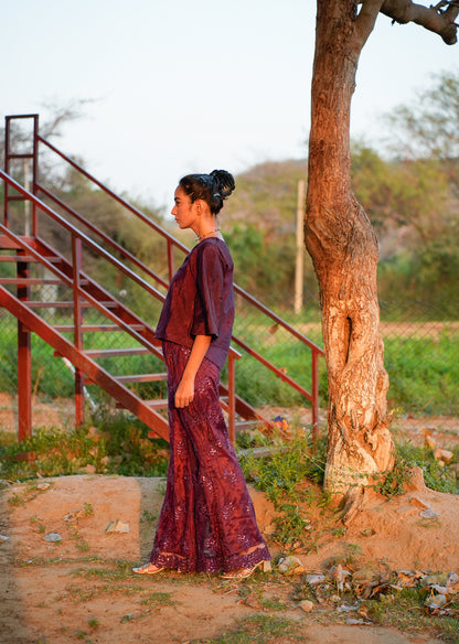 Wine Red Sequin Co-Ord Set for Party Glam