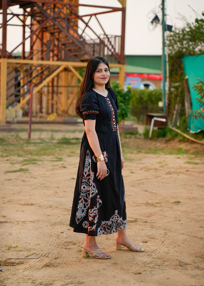 Black Embroidered Cotton Dress – Timeless Beauty