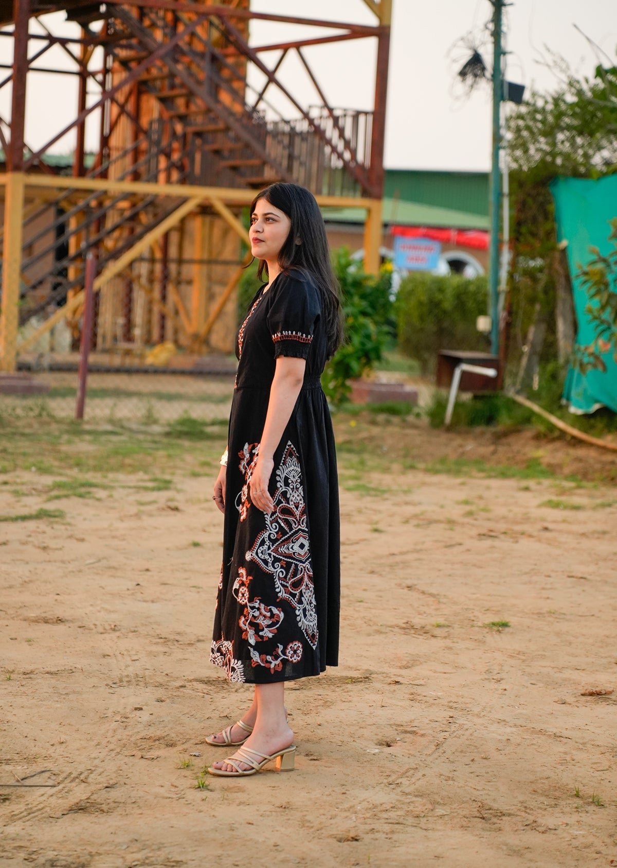 Black Embroidered Cotton Dress – Timeless Beauty