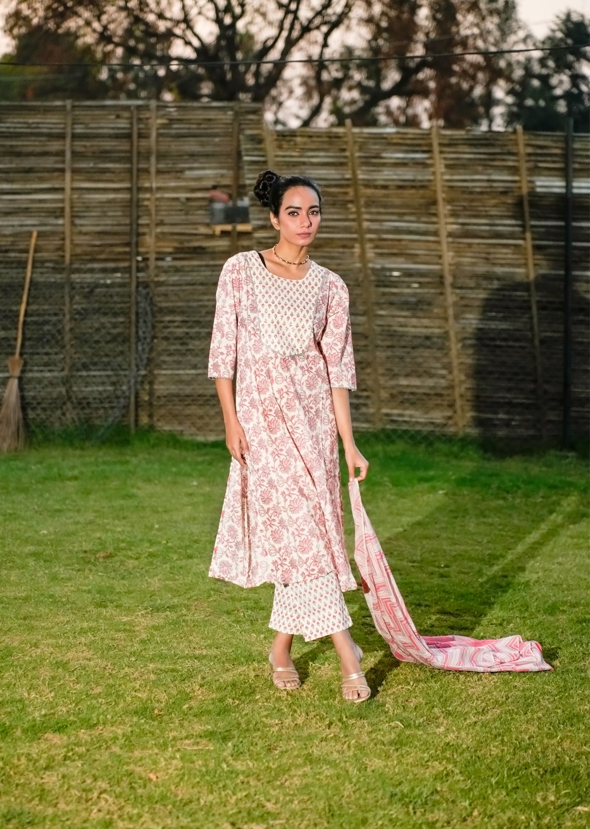 White Cotton Kurta Set with Dupatta – Classic Comfort