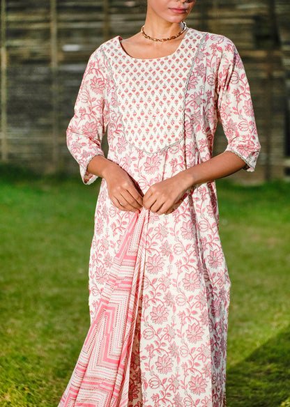 White Cotton Kurta Set with Dupatta – Classic Comfort