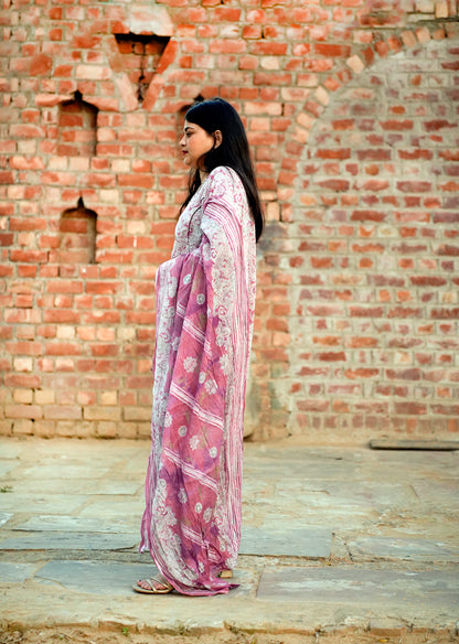 Lavender Cotton Kurta Set with Dupatta – Soft Elegance
