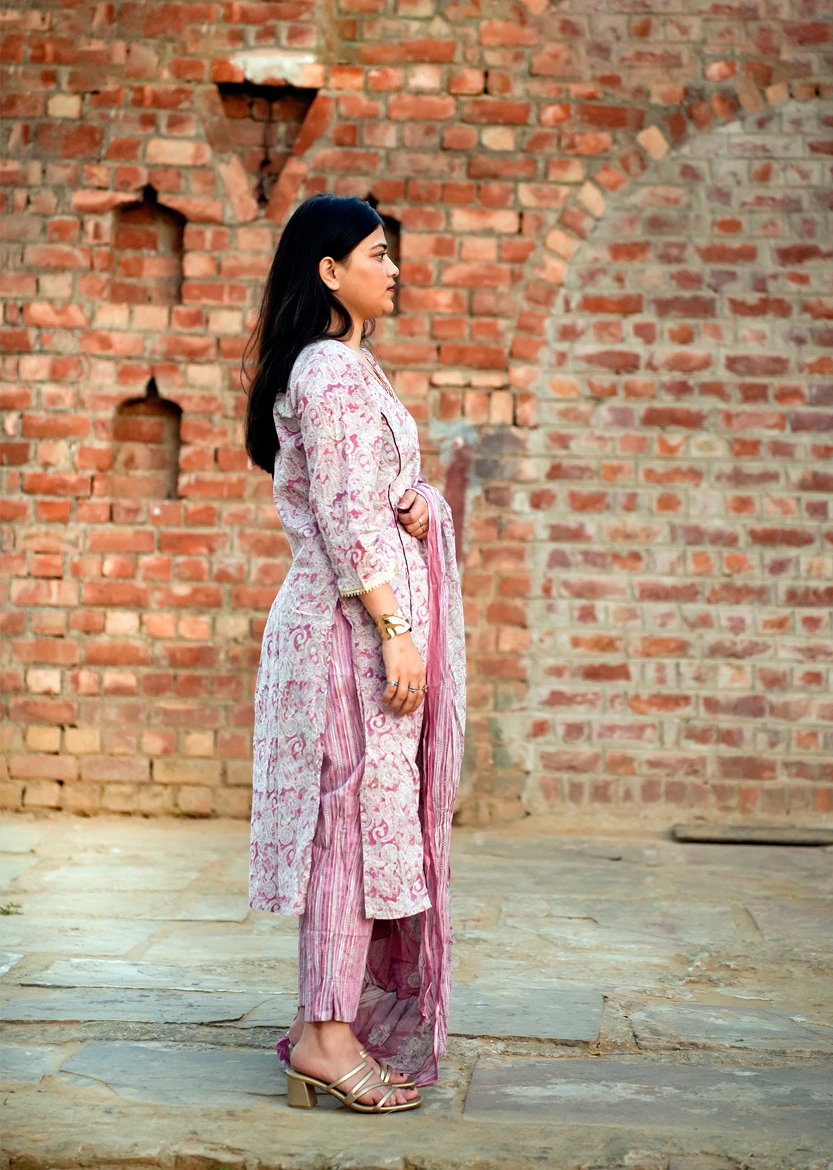 Lavender Cotton Kurta Set with Dupatta – Soft Elegance